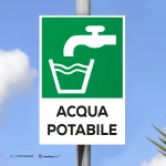 Cartello acqua potabile con testo mod. verticale