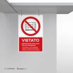 Cartello vietato depositare qualsiasi tipo di materiale con testo mod. verticale