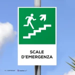 Cartello scale d'emergenza con testo mod. verticale