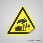 Cartello di pericolo attenzione zona di incendi su vasta scala W073
