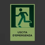 Cartello uscita d'emergenza con testo mod. verticale