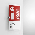 Cartello estintore antincendio con testo mod. verticale