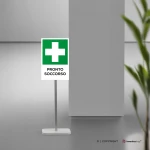 Cartello pronto soccorso con testo mod. verticale