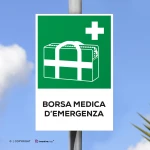 Cartello borsa medica d'emergenza con testo mod. verticale