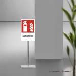 Cartello estintore antincendio con testo mod. verticale