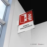 Cartello porta tagliafuoco antincendio con testo mod. verticale