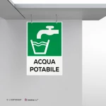 Cartello acqua potabile con testo mod. verticale