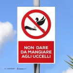 Cartello non dare da mangiare agli uccelli con testo mod. verticale