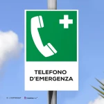 Cartello telefono d'emergenza con testo mod. verticale