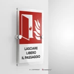 Cartello porta tagliafuoco antincendio con testo mod. verticale