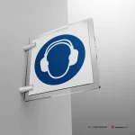 Cartello obbligo di indossare la cuffia antirumore M003