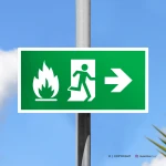 Cartello uscita d'emergenza con fiamma mod. 2:1