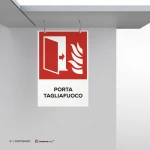 Cartello porta tagliafuoco antincendio con testo mod. verticale
