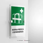 Cartello borsa medica d'emergenza con testo mod. verticale