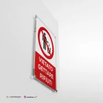 Cartello vietato gettare rifiuti con testo mod. verticale