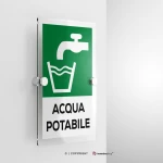 Cartello acqua potabile con testo mod. verticale