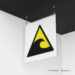 Cartello attenzione zona pericolo tsunami W056