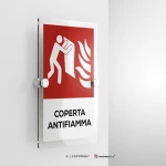 Cartello coperta antifiamma con testo mod. verticale