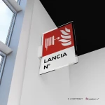 Cartello lancia antincendio con testo mod. verticale