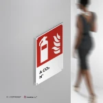 Cartello estintore antincendio con testo mod. verticale