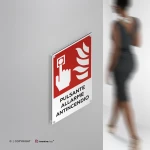 Cartello pulsante allarme antincendio con testo mod. verticale
