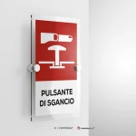 Cartello pulsante di sgancio con testo mod. verticale