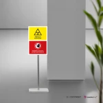 Cartello pericolo radiazioni, vietato l'ingresso ai non autorizzati mod. verticale