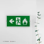 Cartello uscita d'emergenza con fiamma mod. 2:1