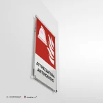 Cartello attrezzatura antincendio con testo mod. verticale