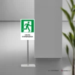 Cartello uscita d'emergenza con testo mod. verticale