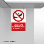Cartello non dare da mangiare agli uccelli con testo mod. verticale