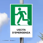 Cartello uscita d'emergenza con testo mod. verticale
