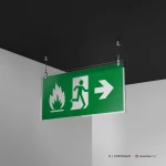 Cartello uscita d'emergenza con fiamma mod. 2:1