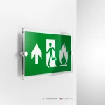 Cartello uscita d'emergenza con fiamma mod. 2:1