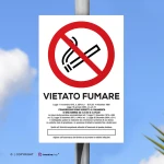 Cartello vietato fumare con legge mod. verticale