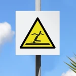 Cartello di pericolo attenzione acque poco profonde W048