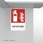 Cartello estintore antincendio con testo mod. verticale