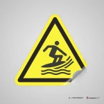 Cartello di pericolo attenzione zona surf W046