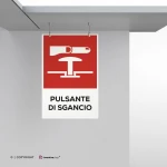 Cartello pulsante di sgancio con testo mod. verticale