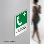 Cartello telefono d'emergenza con testo mod. verticale