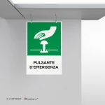 Cartello pulsante d'emergenza con testo mod. verticale
