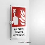 Cartello pulsante allarme antincendio con testo mod. verticale