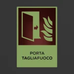 Cartello porta tagliafuoco antincendio con testo mod. verticale