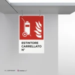 Cartello estintore antincendio con testo mod. verticale