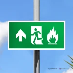 Cartello uscita d'emergenza con fiamma mod. 2:1