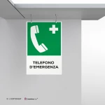 Cartello telefono d'emergenza con testo mod. verticale
