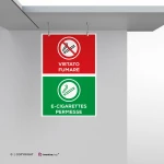 Cartello vietato fumare, sigarette elettroniche permesse mod. verticale