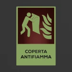 Cartello coperta antifiamma con testo mod. verticale