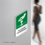 Cartello pulsante d'emergenza con testo mod. verticale