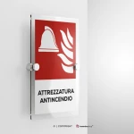 Cartello attrezzatura antincendio con testo mod. verticale
